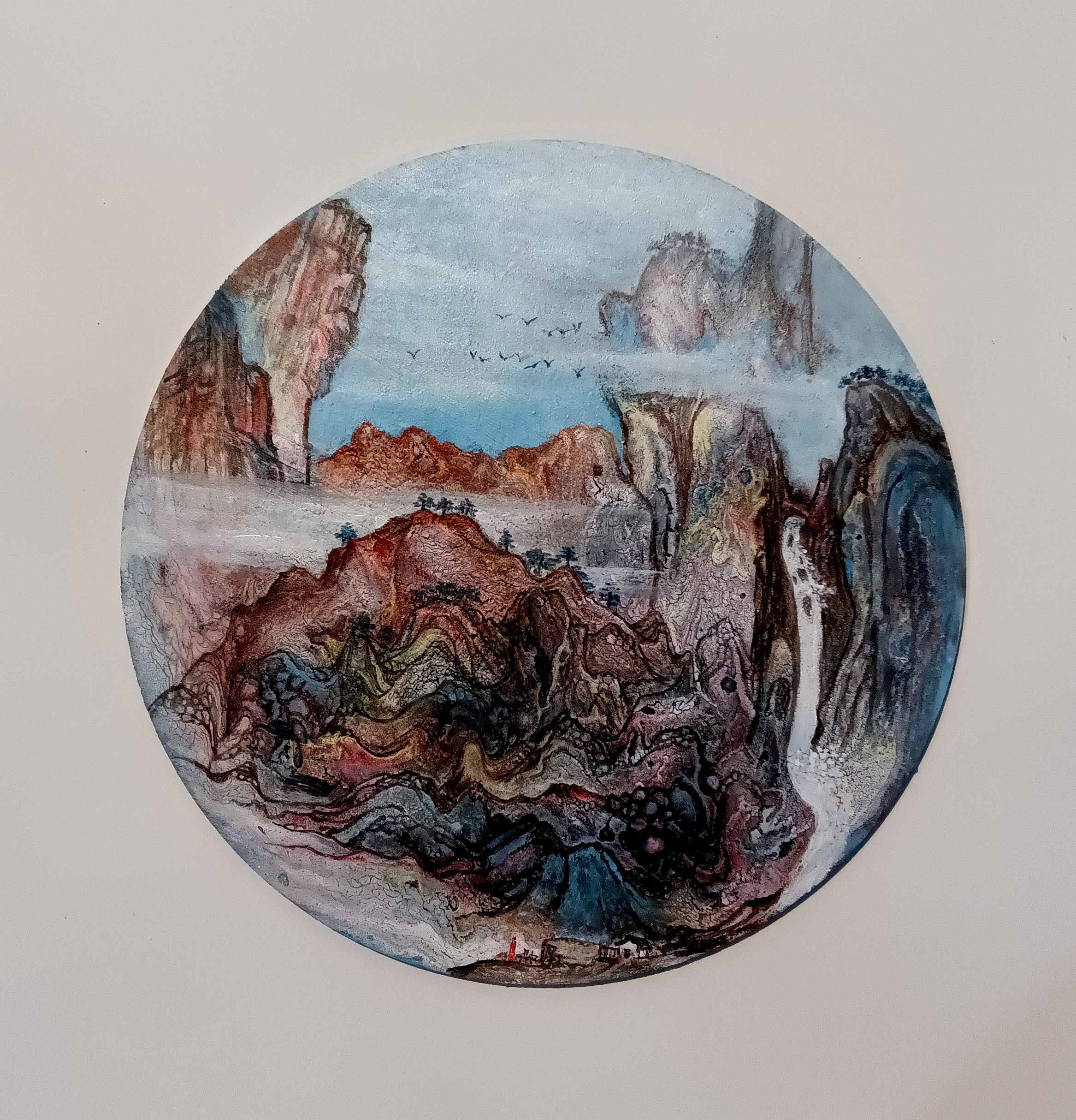 综合颜料泼彩画