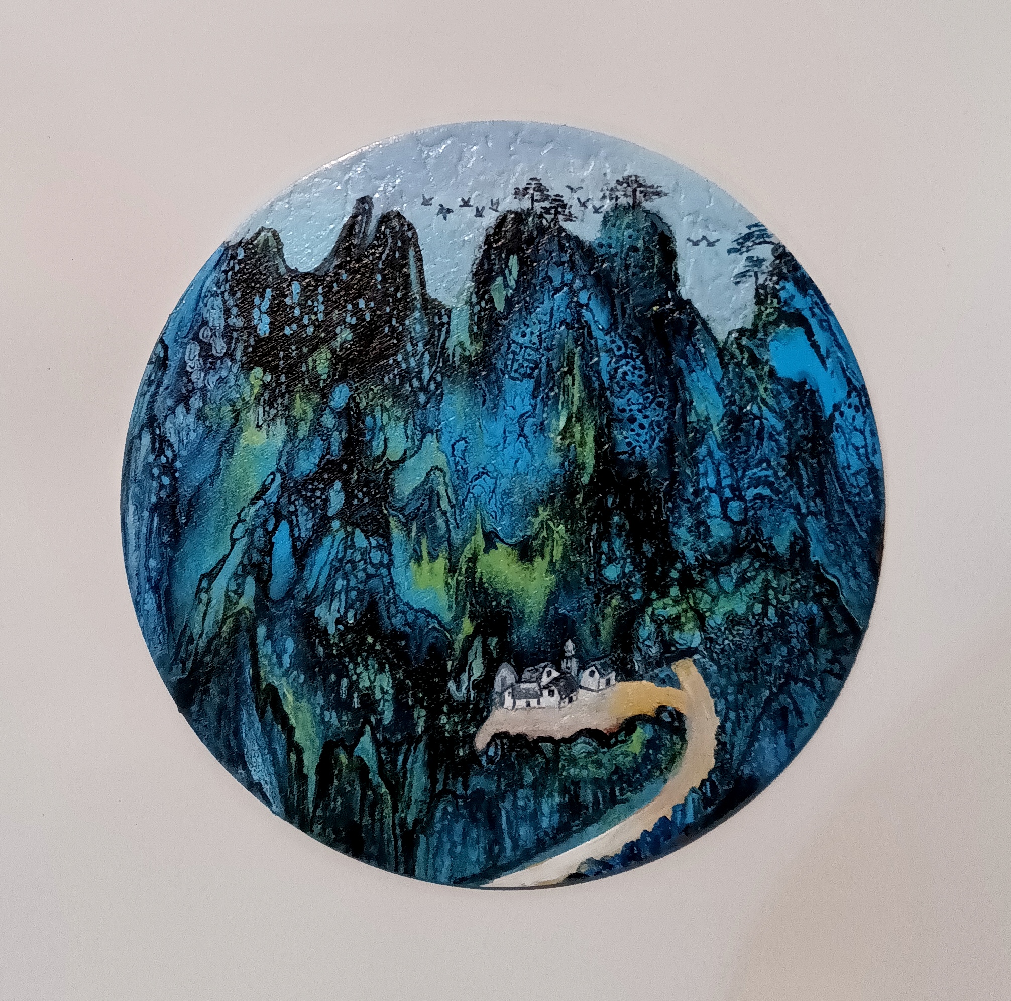 综合颜料泼彩画