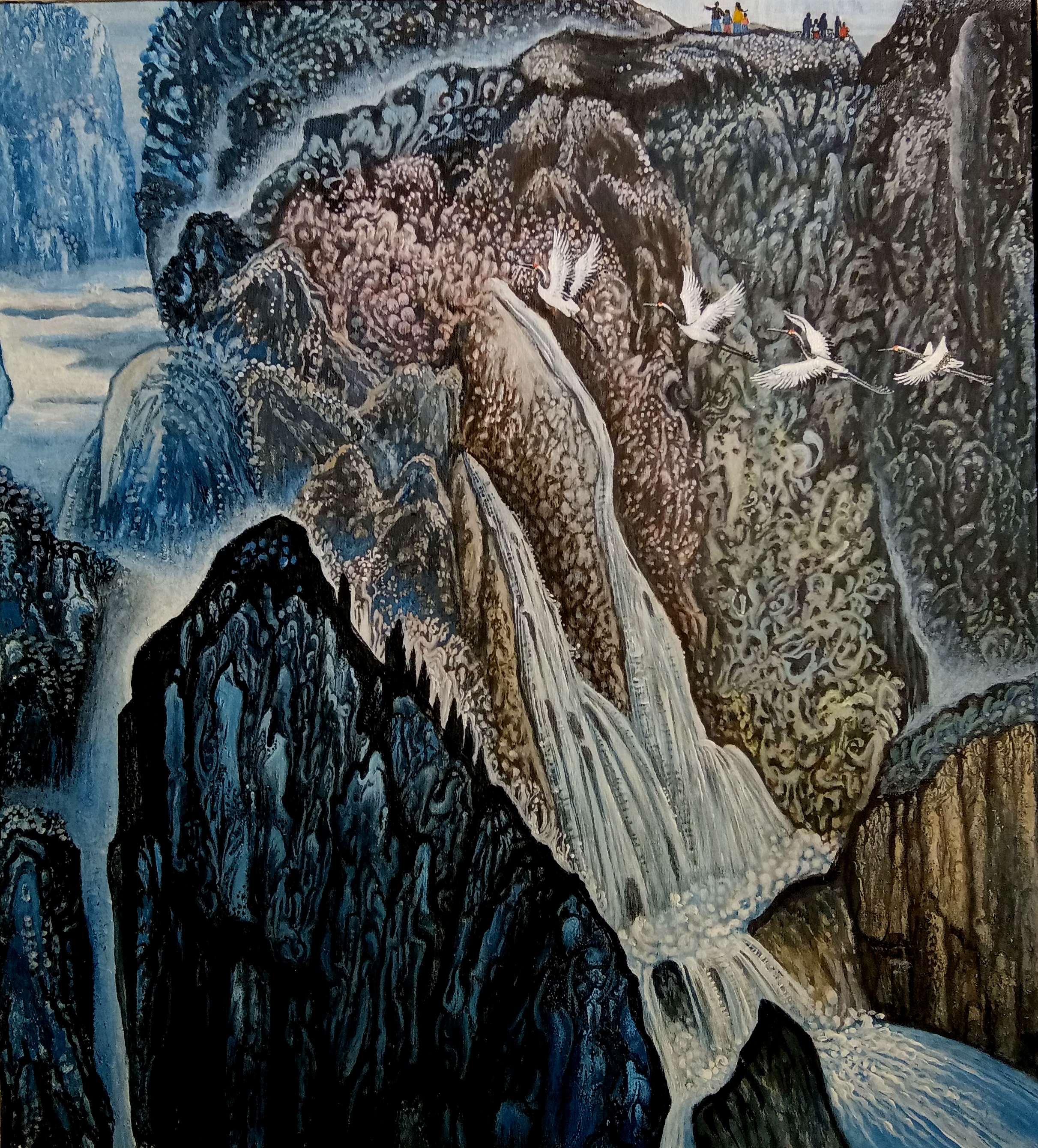 综合颜料泼彩画