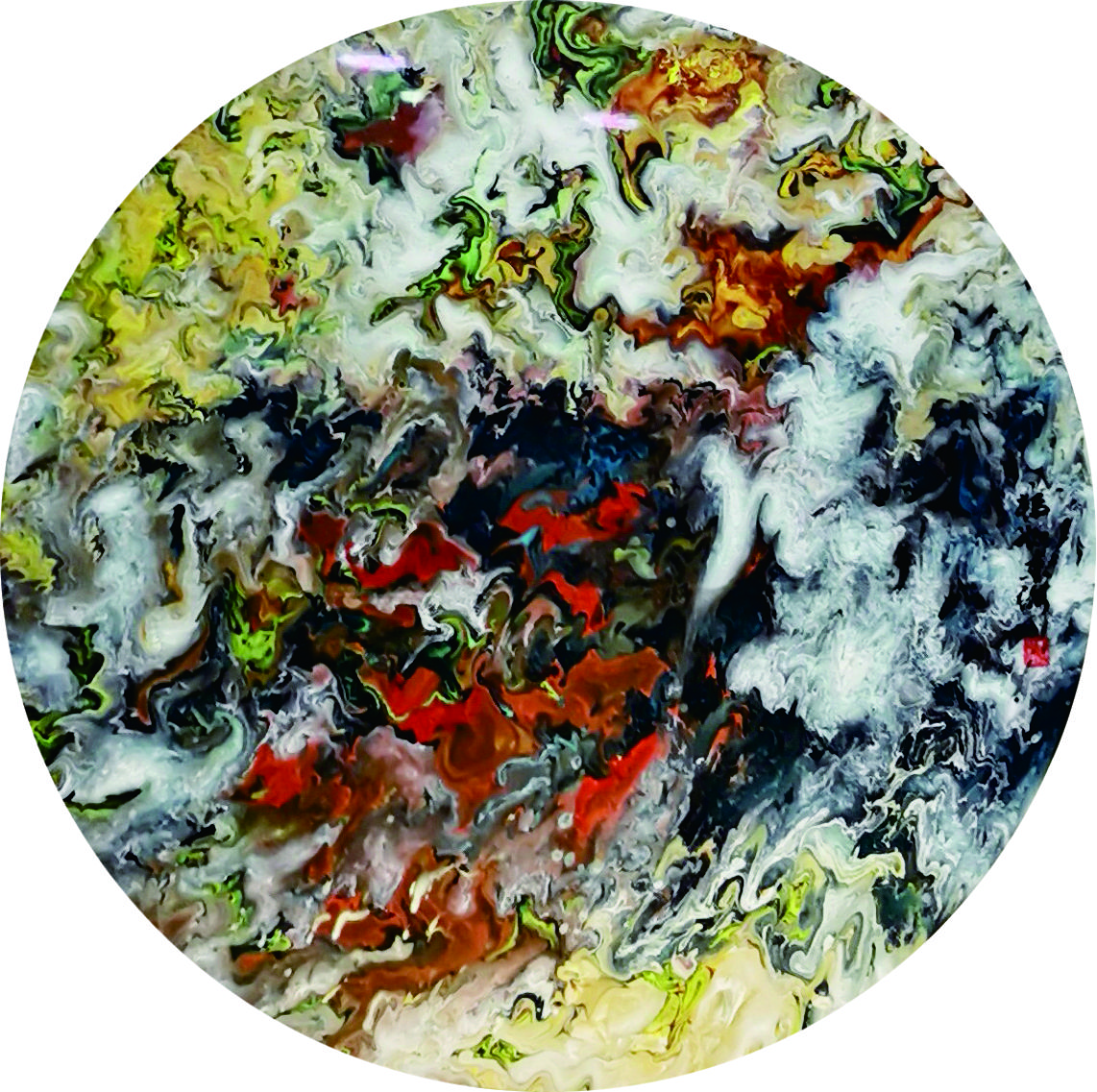 综合颜料泼彩画