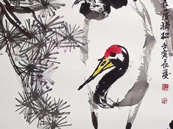“品鉴”——中国美术、书法主题展:松鹤连年(李广利)